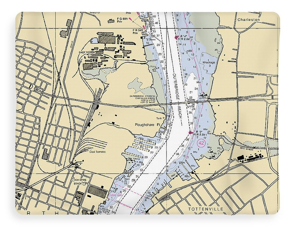 Perth Amboy -new Jersey Nautical Chart _v2 - Blanket