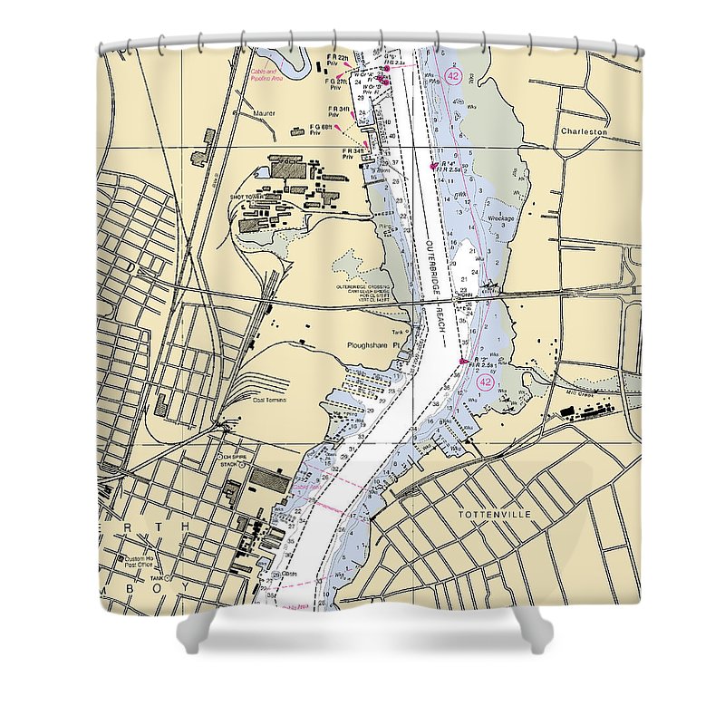 Perth Amboy  New Jersey Nautical Chart _V2 Shower Curtain