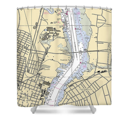 Perth Amboy  New Jersey Nautical Chart _V2 Shower Curtain