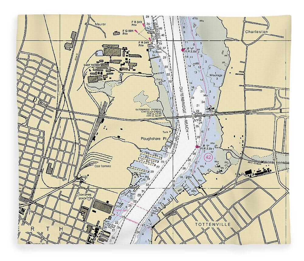 Perth Amboy  New Jersey Nautical Chart _V2 Blanket