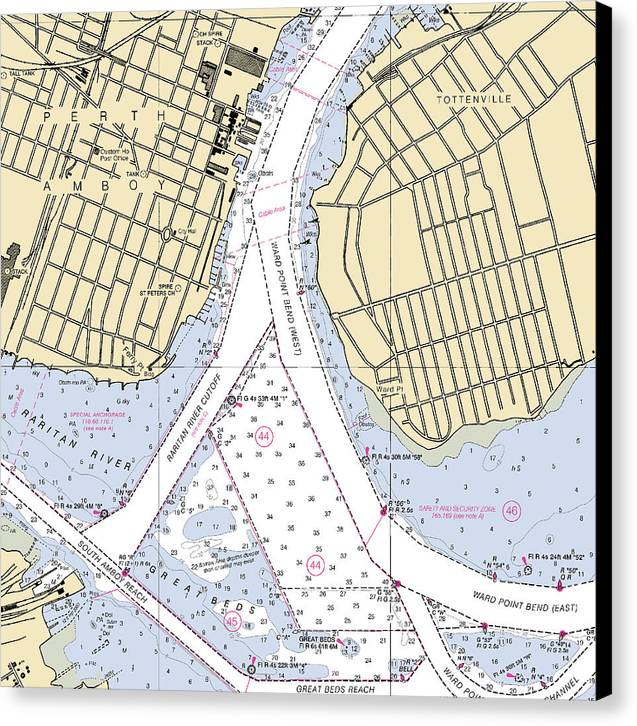 Perth Amboy To Tottenville-new Jersey Nautical Chart - Canvas Print