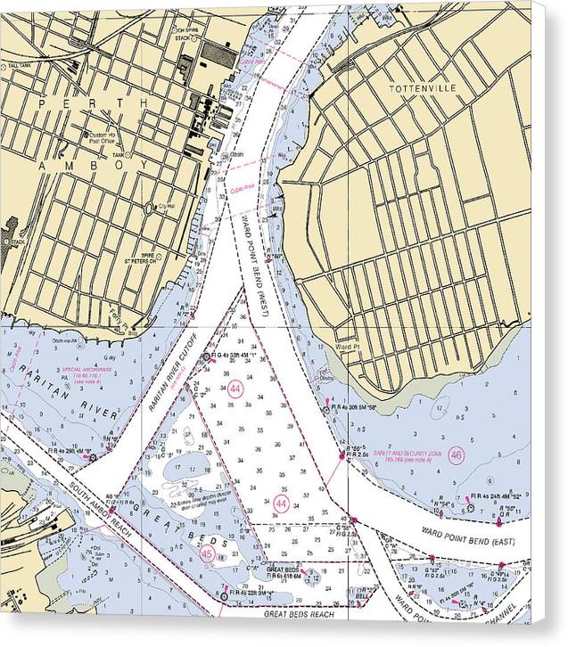 Perth Amboy To Tottenville-new Jersey Nautical Chart - Canvas Print