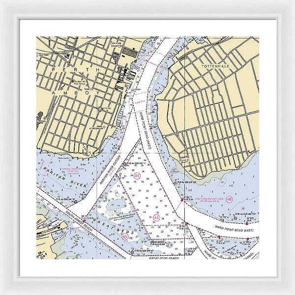 Perth Amboy To Tottenville-new Jersey Nautical Chart - Framed Print