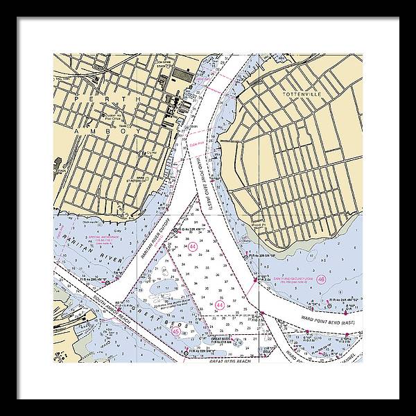 Perth Amboy To Tottenville-new Jersey Nautical Chart - Framed Print