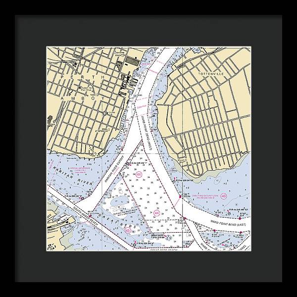 Perth Amboy To Tottenville-new Jersey Nautical Chart - Framed Print