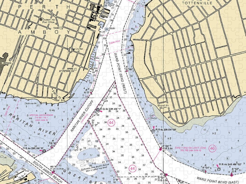 Perth Amboy To Tottenville New Jersey Nautical Chart Puzzle