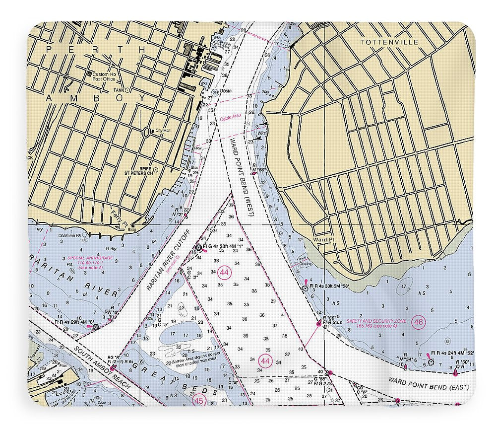 Perth Amboy To Tottenville-new Jersey Nautical Chart - Blanket