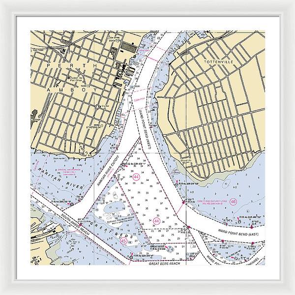 Perth Amboy To Tottenville-new Jersey Nautical Chart - Framed Print