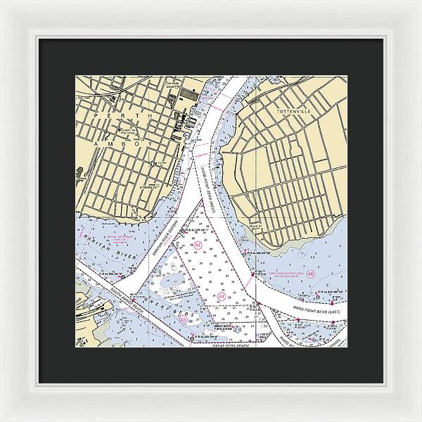 Perth Amboy To Tottenville-new Jersey Nautical Chart - Framed Print