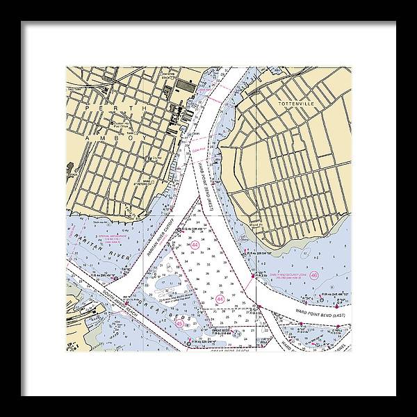 Perth Amboy To Tottenville-new Jersey Nautical Chart - Framed Print