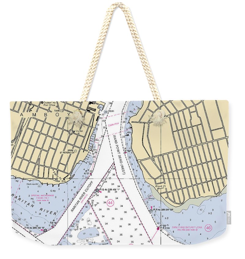 Perth Amboy To Tottenville-new Jersey Nautical Chart - Weekender Tote Bag