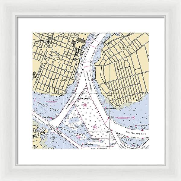 Perth Amboy To Tottenville-new Jersey Nautical Chart - Framed Print