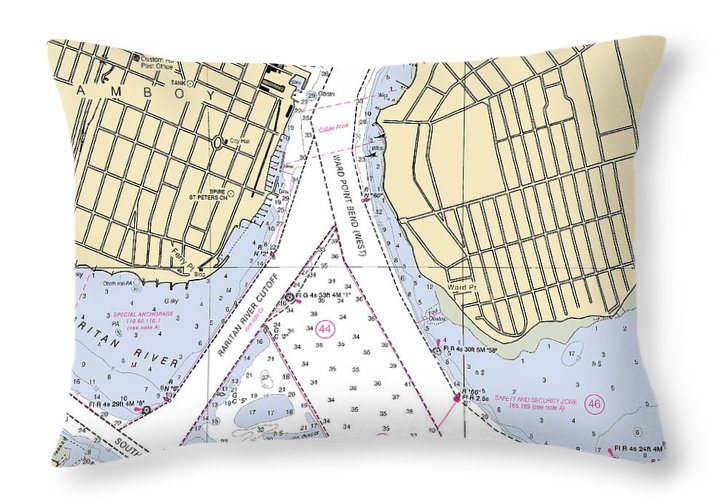 Perth Amboy To Tottenville-new Jersey Nautical Chart - Throw Pillow