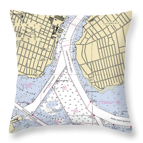 Perth Amboy To Tottenville-new Jersey Nautical Chart - Throw Pillow