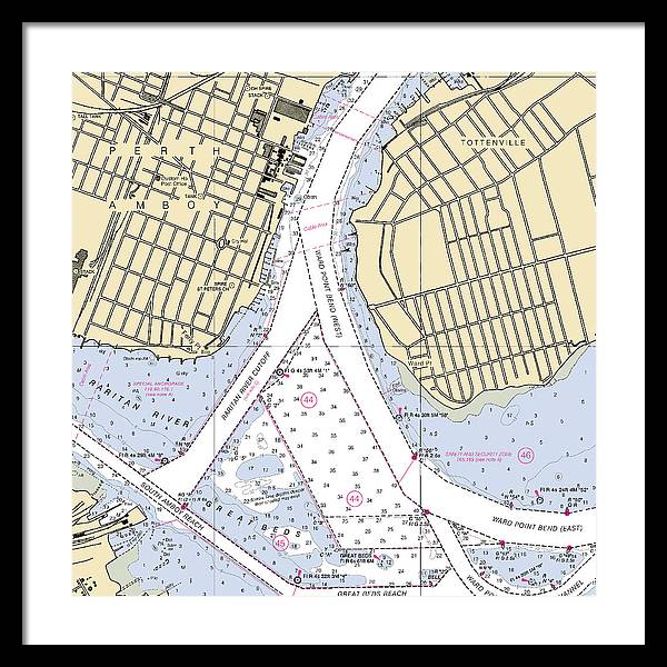 Perth Amboy To Tottenville-new Jersey Nautical Chart - Framed Print