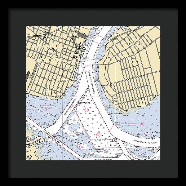 Perth Amboy To Tottenville-new Jersey Nautical Chart - Framed Print