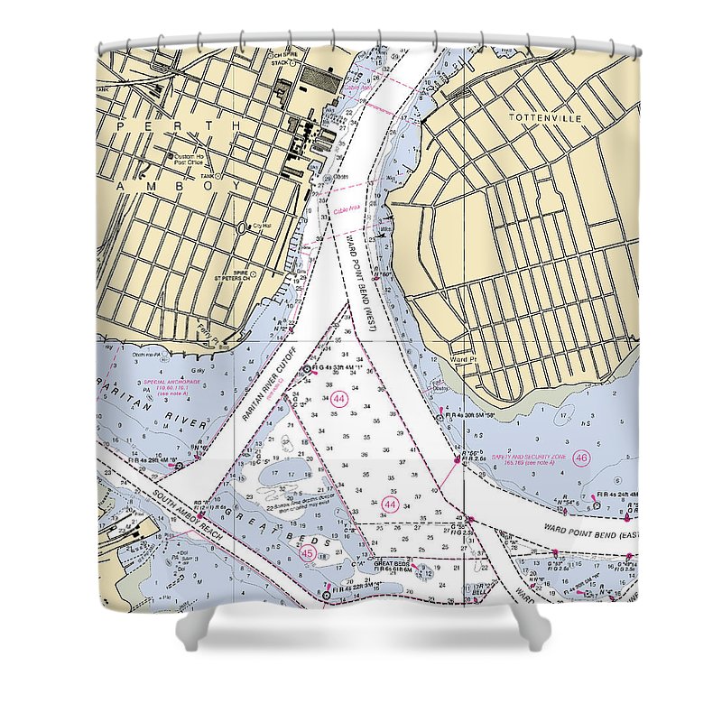 Perth Amboy To Tottenville New Jersey Nautical Chart Shower Curtain