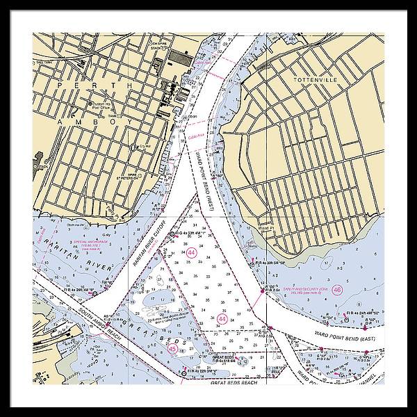 Perth Amboy To Tottenville-new Jersey Nautical Chart - Framed Print