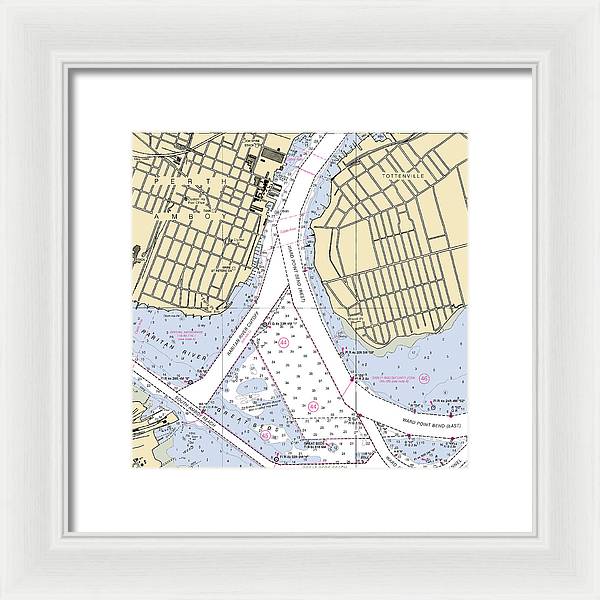 Perth Amboy To Tottenville-new Jersey Nautical Chart - Framed Print