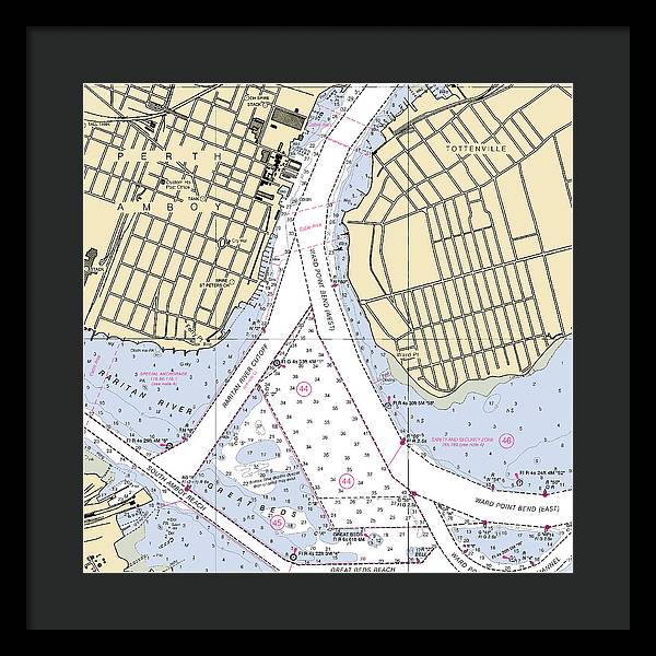 Perth Amboy To Tottenville-new Jersey Nautical Chart - Framed Print