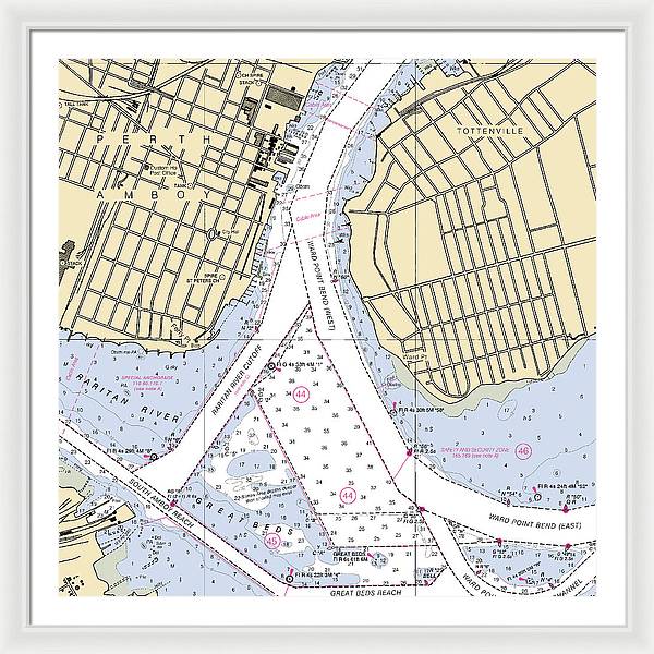 Perth Amboy To Tottenville-new Jersey Nautical Chart - Framed Print