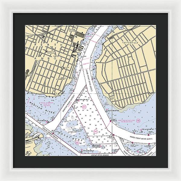 Perth Amboy To Tottenville-new Jersey Nautical Chart - Framed Print