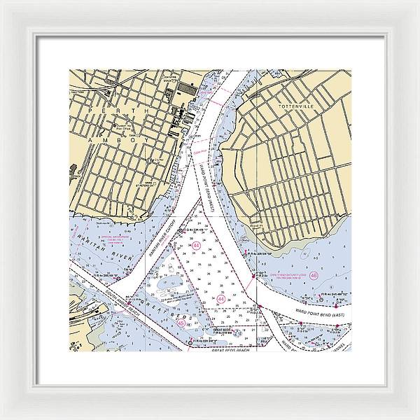 Perth Amboy To Tottenville-new Jersey Nautical Chart - Framed Print