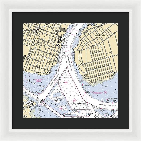 Perth Amboy To Tottenville-new Jersey Nautical Chart - Framed Print