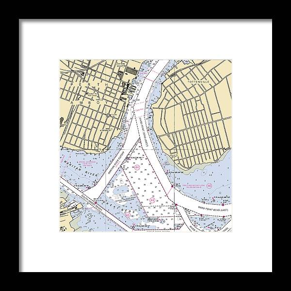 Perth Amboy To Tottenville-new Jersey Nautical Chart - Framed Print