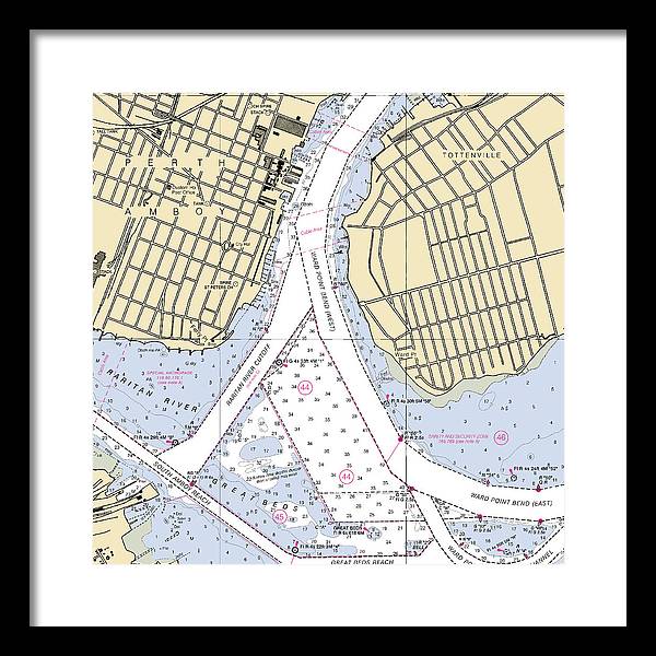 Perth Amboy To Tottenville-new Jersey Nautical Chart - Framed Print