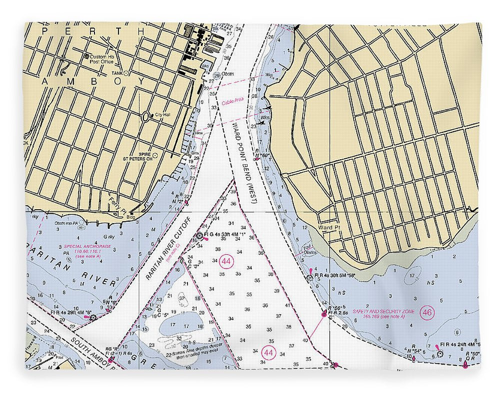 Perth Amboy To Tottenville-new Jersey Nautical Chart - Blanket