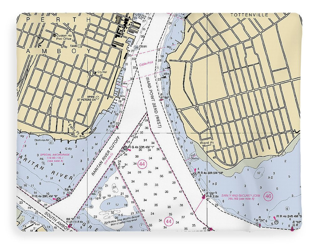 Perth Amboy To Tottenville-new Jersey Nautical Chart - Blanket