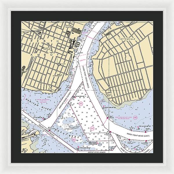 Perth Amboy To Tottenville-new Jersey Nautical Chart - Framed Print