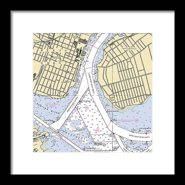 Perth Amboy To Tottenville-new Jersey Nautical Chart - Framed Print