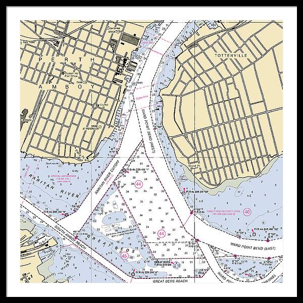 Perth Amboy To Tottenville-new Jersey Nautical Chart - Framed Print