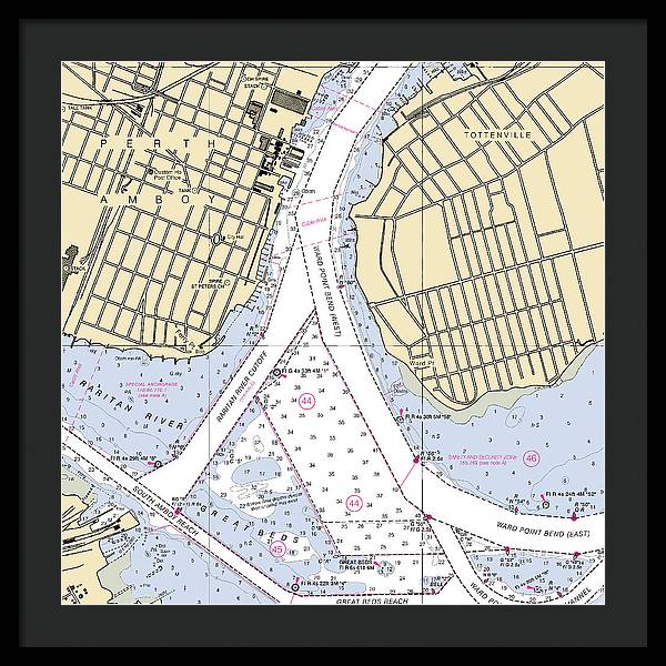 Perth Amboy To Tottenville-new Jersey Nautical Chart - Framed Print