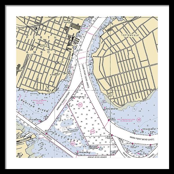 Perth Amboy To Tottenville-new Jersey Nautical Chart - Framed Print