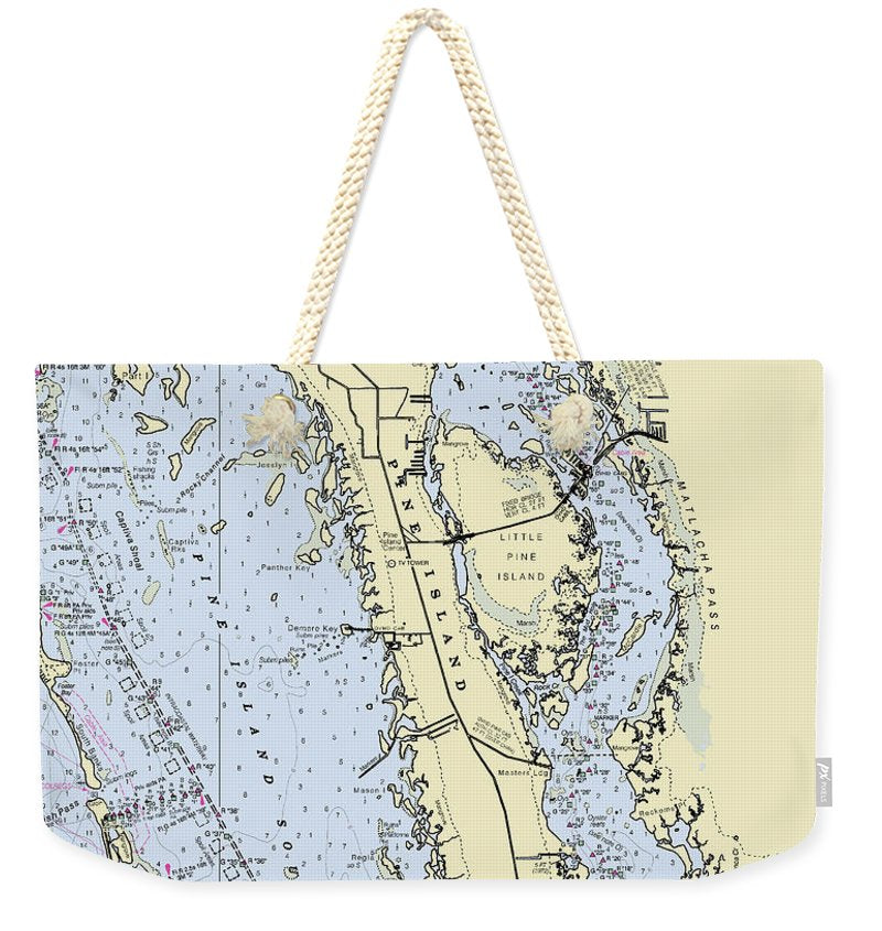 Pine Island Florida Nautical Chart - Weekender Tote Bag