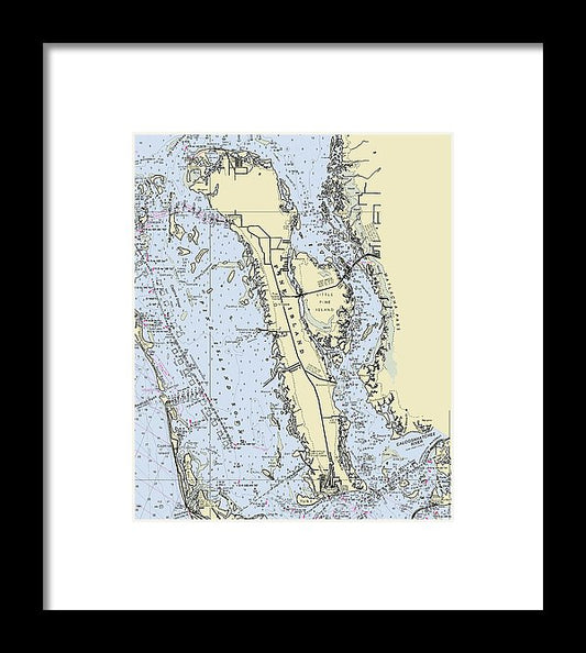 Pine Island Florida Nautical Chart - Framed Print