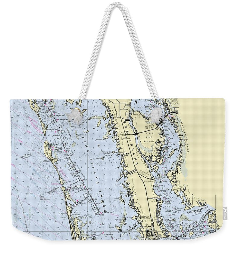 Pine Island Sanibel Captiva Florida Nautical Chart - Weekender Tote Bag