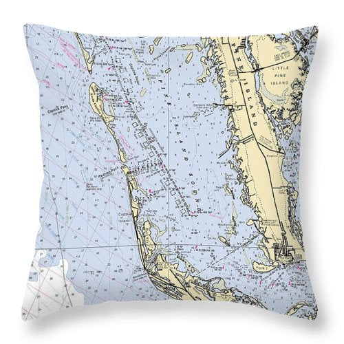 Pine Island Sound-florida Nautical Chart - Throw Pillow