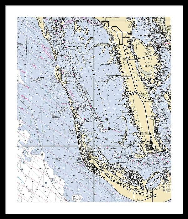 Pine Island Sound-florida Nautical Chart - Framed Print