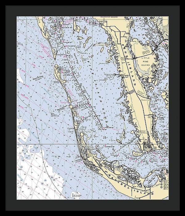 Pine Island Sound-florida Nautical Chart - Framed Print