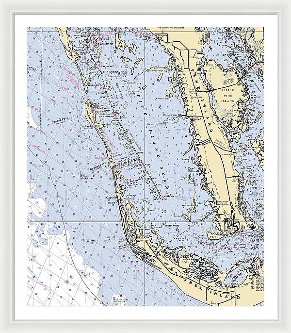 Pine Island Sound-florida Nautical Chart - Framed Print