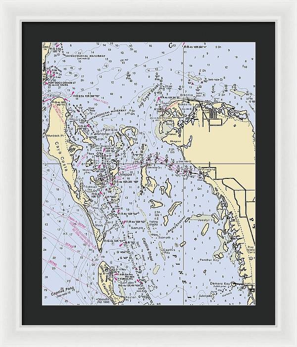 Pineland -florida Nautical Chart _v6 - Framed Print