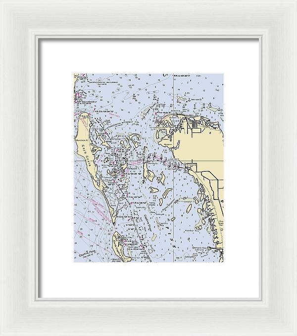 Pineland -florida Nautical Chart _v6 - Framed Print