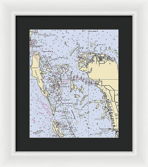 Pineland -florida Nautical Chart _v6 - Framed Print