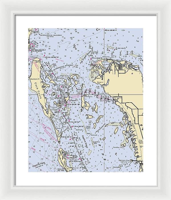 Pineland -florida Nautical Chart _v6 - Framed Print