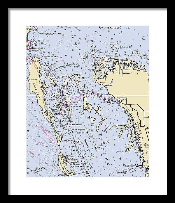 Pineland -florida Nautical Chart _v6 - Framed Print