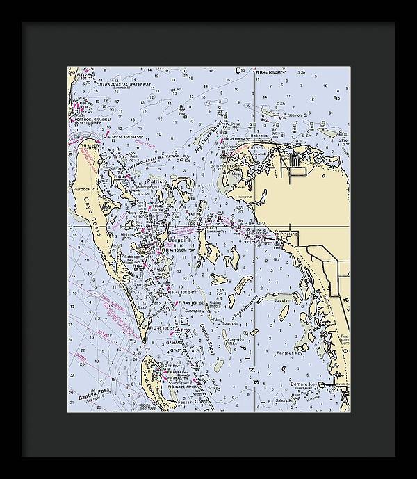 Pineland -florida Nautical Chart _v6 - Framed Print